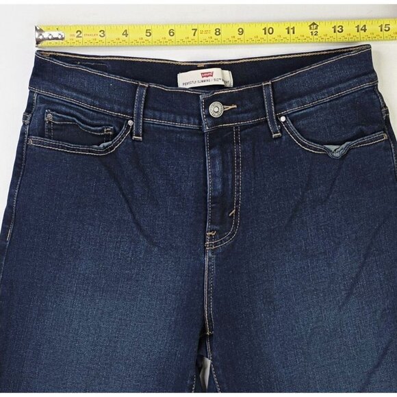 Levi's 8M Womens 32" Inseam 512 Perfectly Slimming Bootcut Blue Denim Logo Jeans - Picture 5 of 12